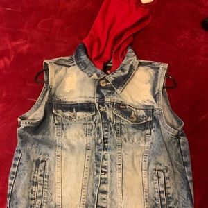 Boys Hooded Jean Vest